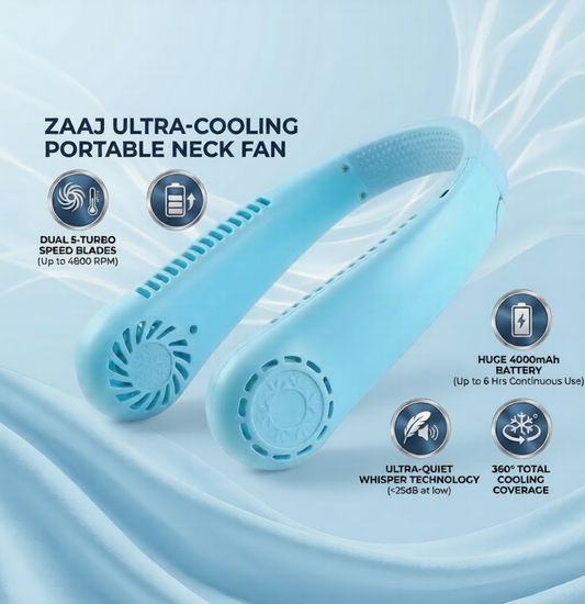 Rechargeable Hanging Neck Fan – Hands-Free Portable Personal Cooling Fan with Adjustable Airflow for Indoor & Outdoor Comfort Use